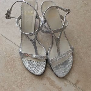 Stuart Weitzman Midtanga Silver Bali Snake sandals